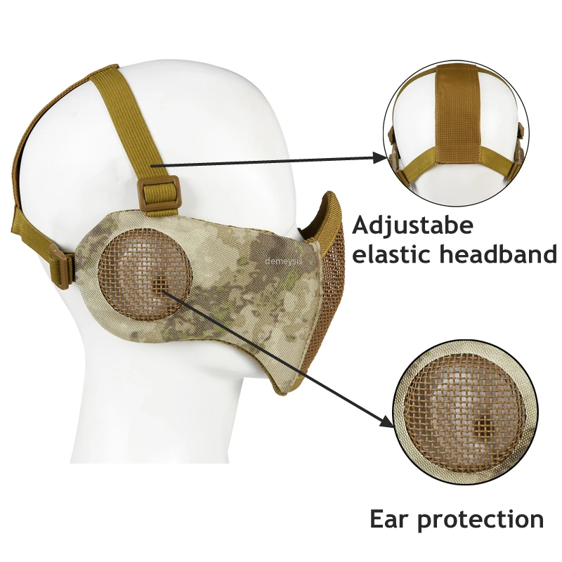 Тактическая Маска для защиты ушей на половину лица военная маска из стальной