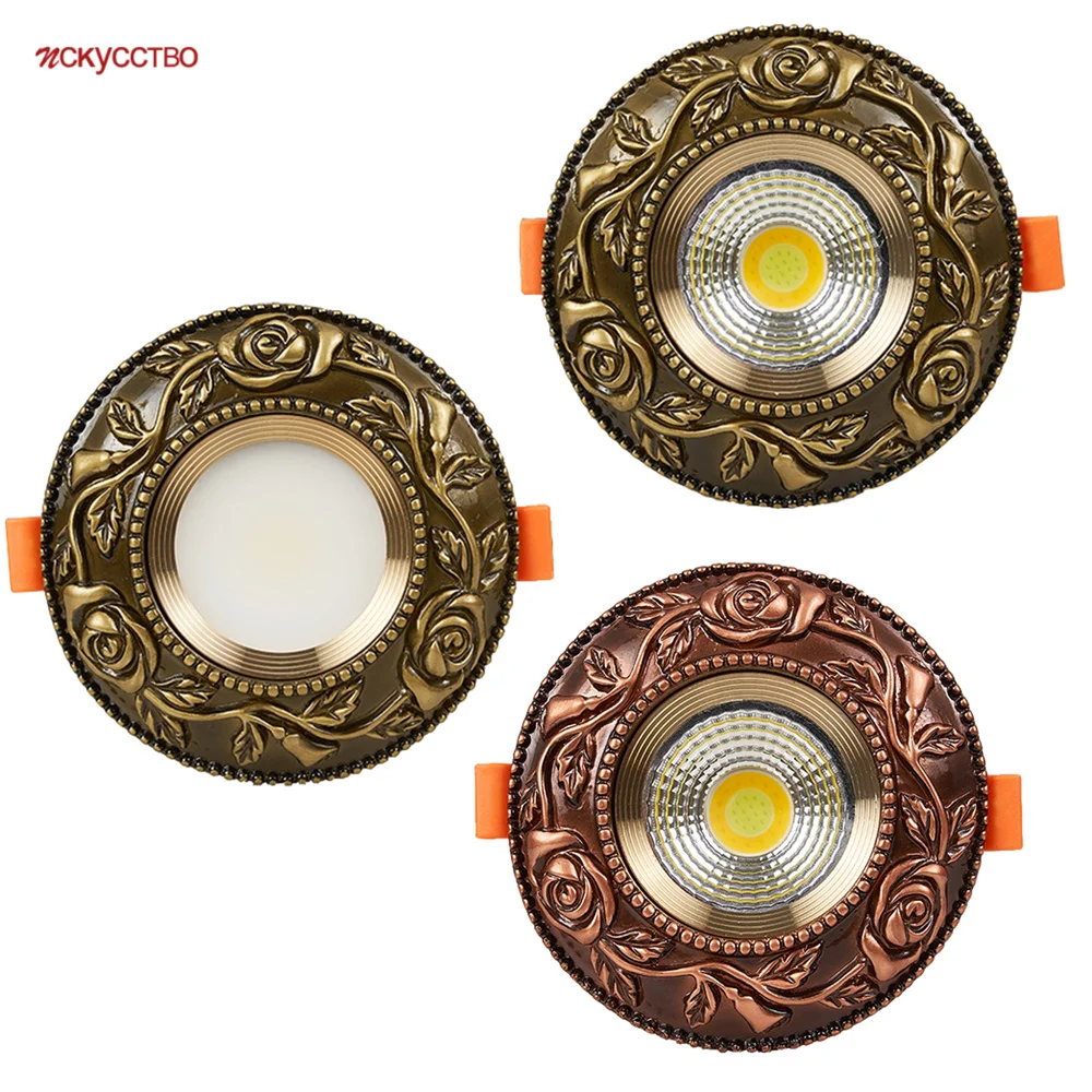 American Retro Red Bronze Color Resin Led Ceiling Lamp 7W 10W 110V 220V Hallway Living Room Recessed Downlight Corridor Fixtures | Освещение
