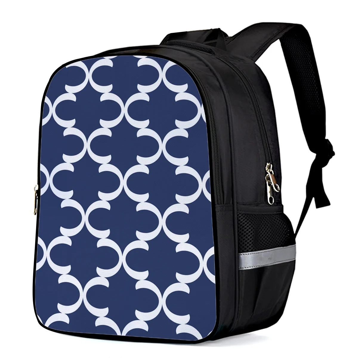 Темно синий марокканский рюкзак в геометрическую клетку детские школьные сумки