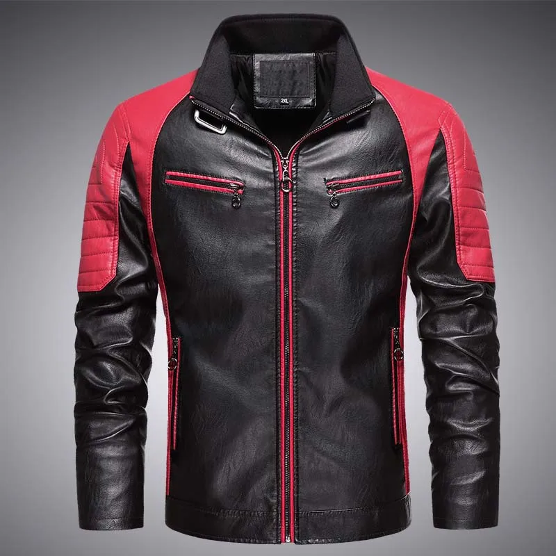 

2020 Patchwork Leather Jacket Men Bomber Baseball Jacket Biker Pu Coat Faux Leather Male Slim Fit Motorcycle Black M-4XL
