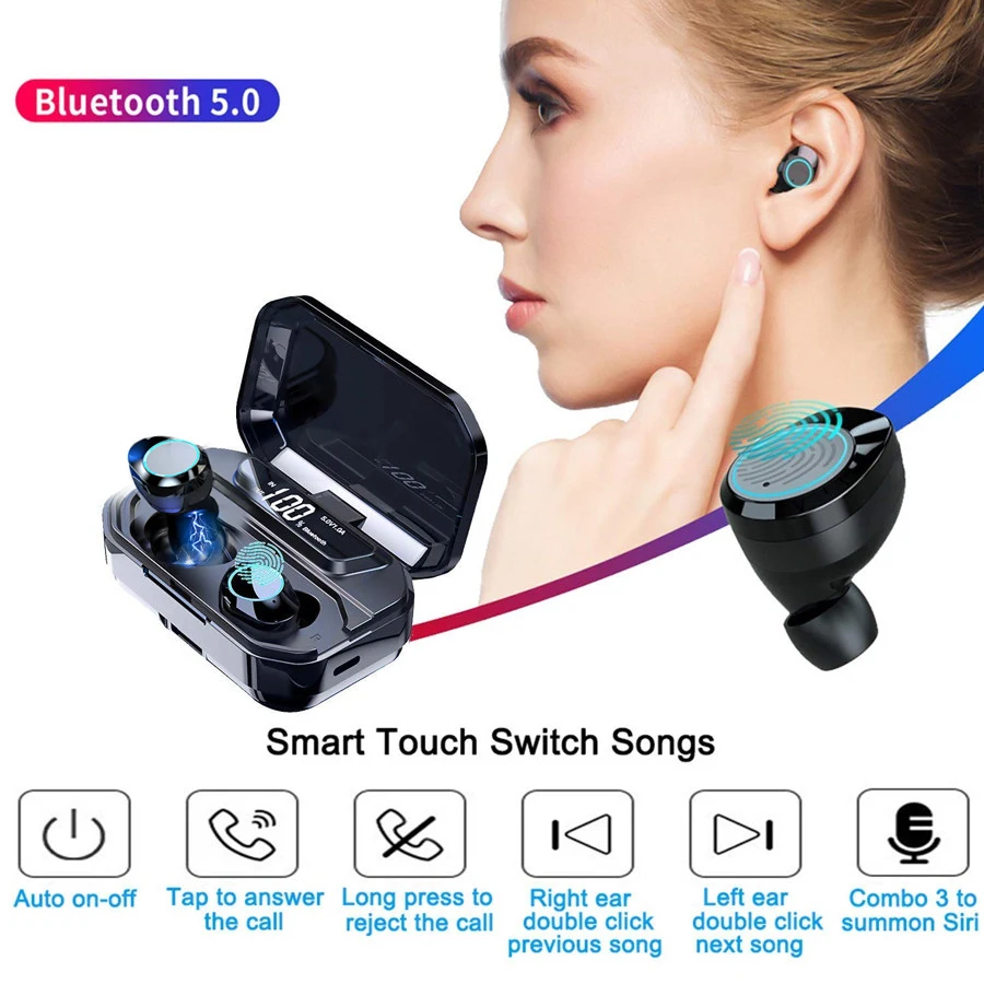 TWS G02 беспроводные Bluetooth наушники-вкладыши 6D стереонаушники IPX7 водонепроницаемые