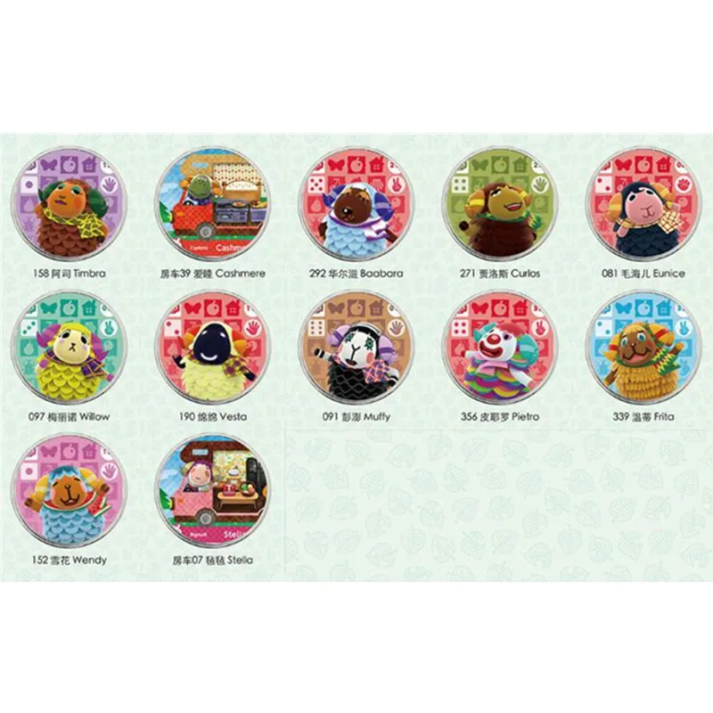

12pcs/lot Sheep Animal Crossing Villager New Horizons NFC Game Cards Ntag215 Coin Cards25mm for NS Switch 3DS