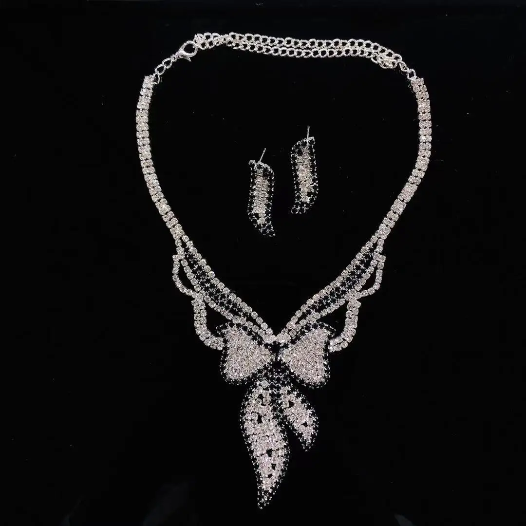 

Fashion wedding jewelry set color Rhinestone Crystal bride jewelry set women Tassel Necklace / earring set jewelry wholesale