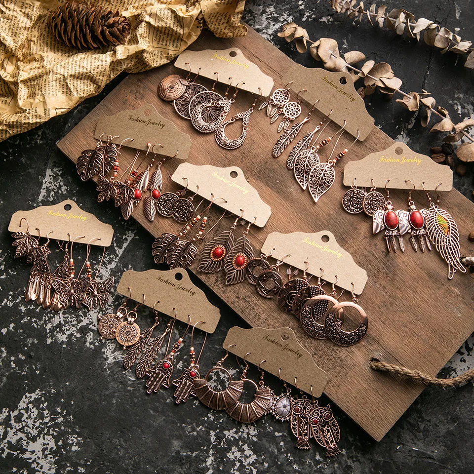 Серьги подвески в этническом стиле женские висячие ювелирные украшения бохо под