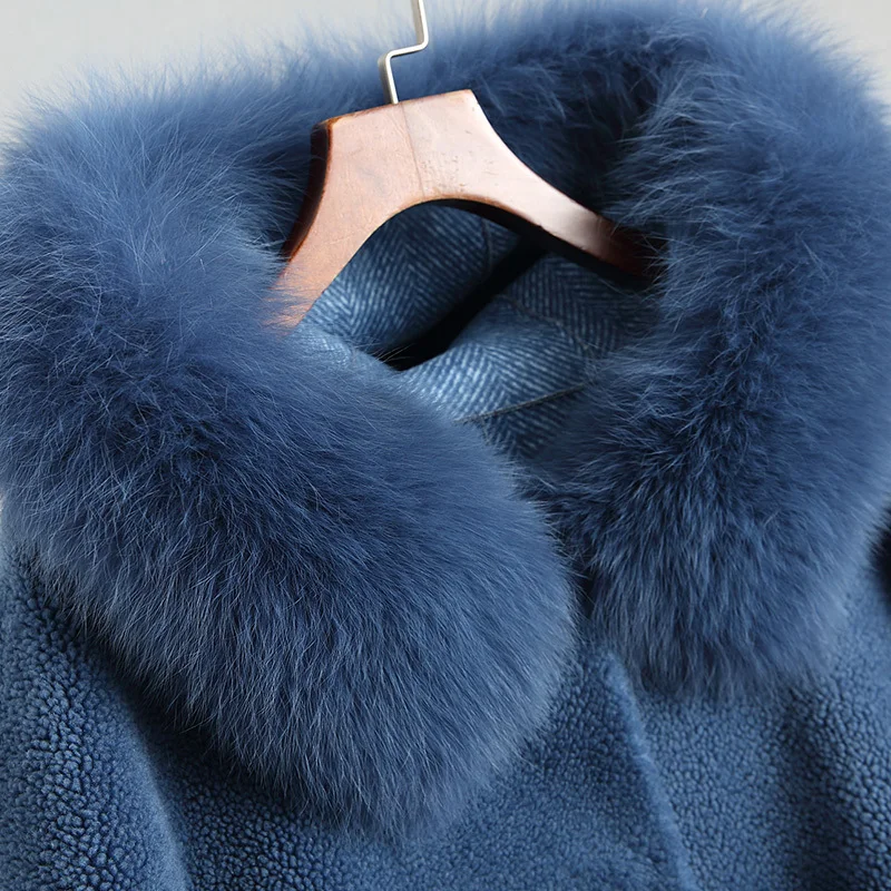 2020 женские пальто из толстой шерсти с натуральным лисьим мехом меховой воротник
