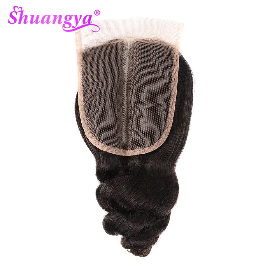 Волосы Shuangya бразильские свободные волнистые застежки бесплатно/средняя часть 4*4