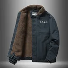Мужское зимнее повседневное пальто с бархатной подкладкой, куртка в стиле милитари с лацканами, короткая куртка с имитацией меха ягненка, хлопковая куртка, одежда