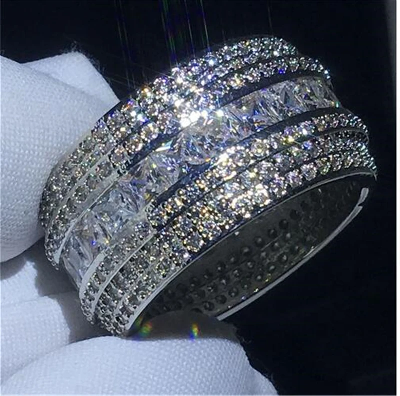 

Роскошный Большой Камень Циркон 925 стерлингового серебра круглые кольца для женщин ювелирные изделия 2021 Новое обручальное кольцо