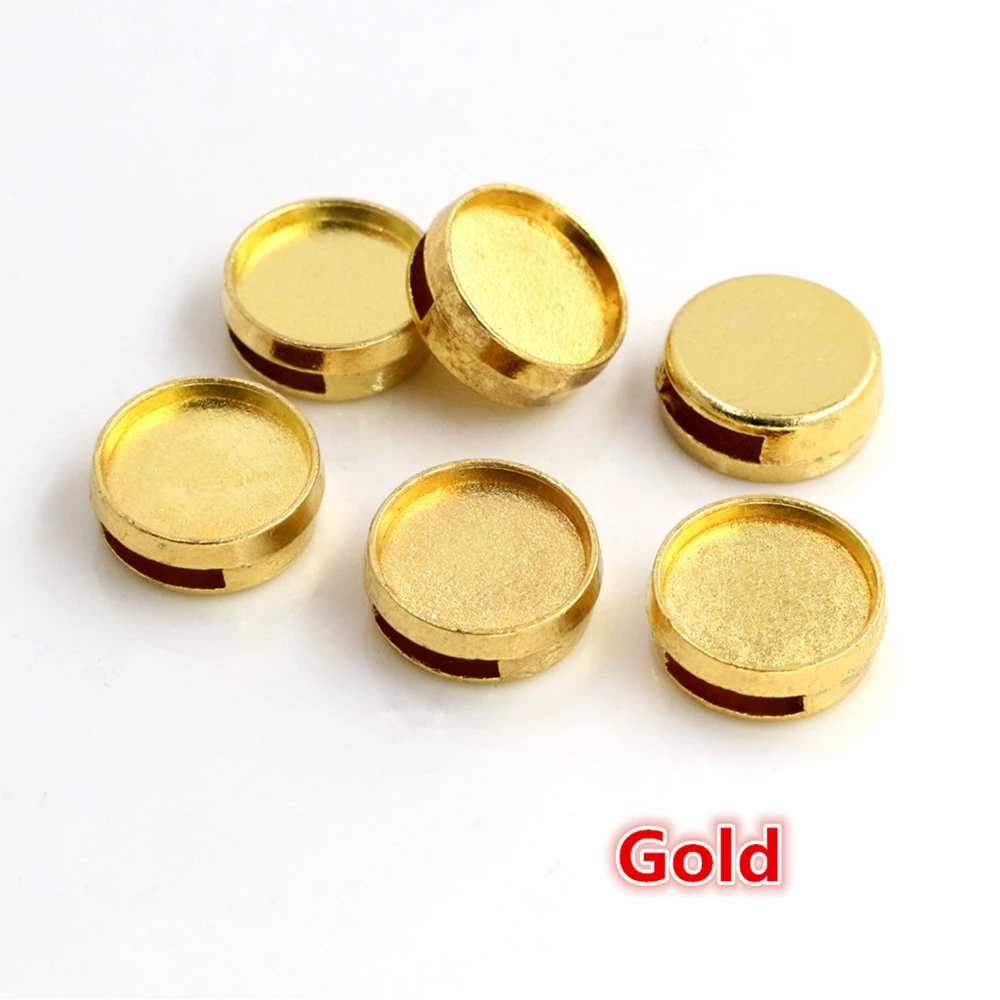 Gold 16 шт 12 мм Внутренний Размер 6 цветов модный стиль кабошон базовая Камея Подвески для 8 мм кожаный браслет - Цвет: Gold