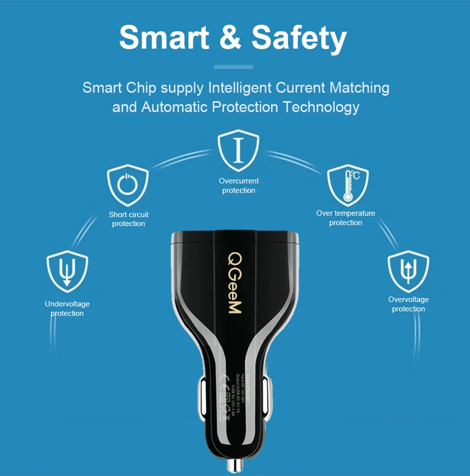 QGEEM QC 3,0 3 USB Автомобильное зарядное устройство Quick Charge 3,0 3 порта быстрое зарядное устройство для автомобильного телефона зарядное устройство адаптер для iPhone Xiaomi Mi 9 Redm