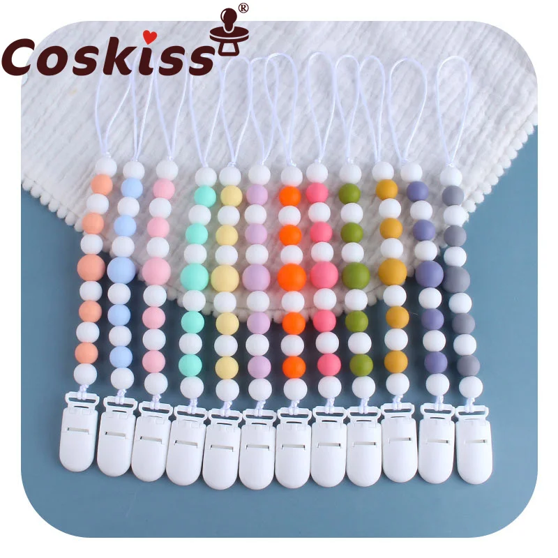 

Пластиковый зажим Coskiss для соски, держатель для сосков, поводок для прорезывания зубов у младенцев, милый силиконовый кулон, Клипсы из бисер...