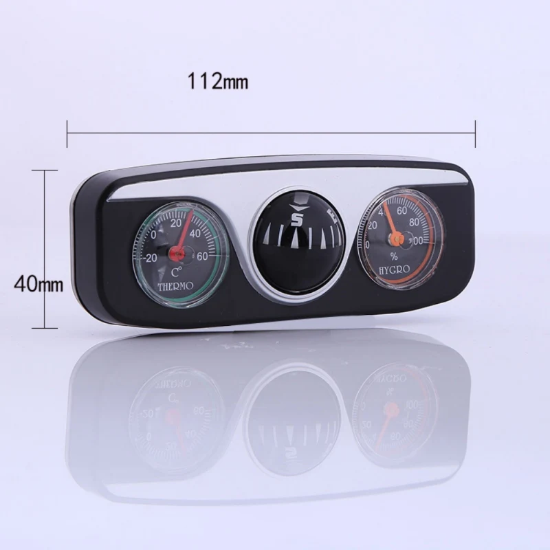 

Hot! 3 In 1 Outdoor Guide Ball Car Compass Auto Boat Vehicles Interior Hygrometer Car Ornaments Accessories Ornaments