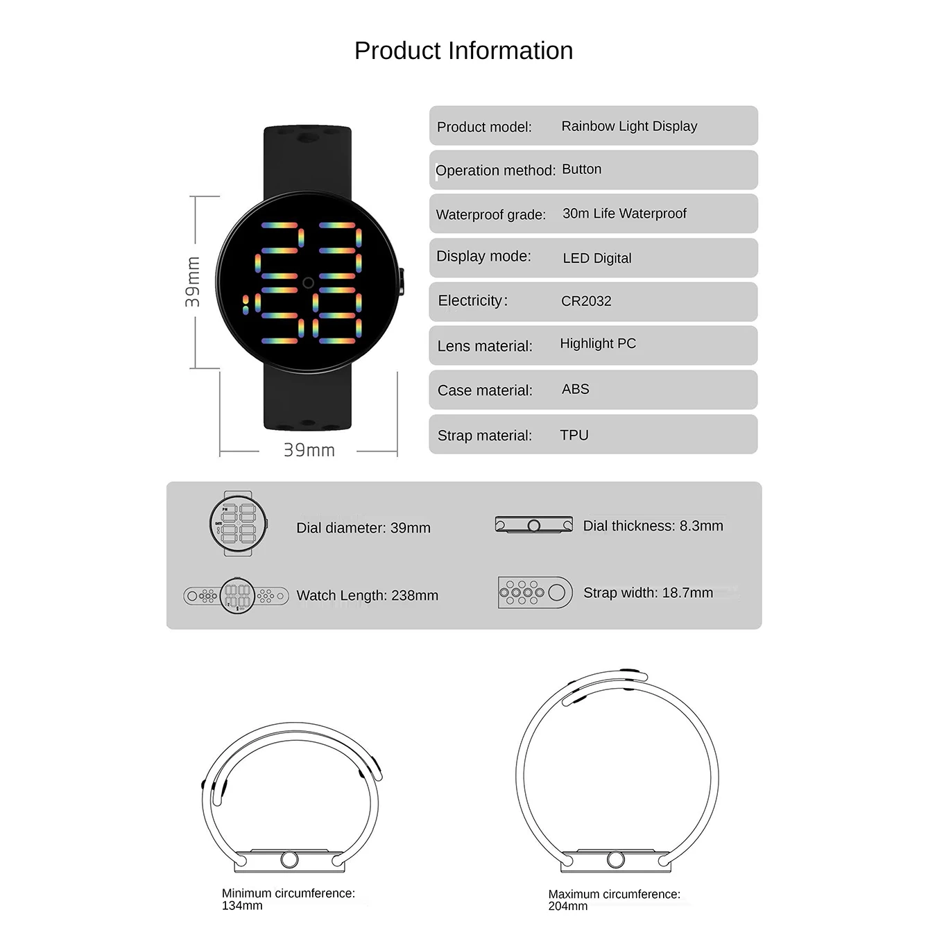 Fashion Sports Watch Women Men Watches 2021 Rainbow LED Digital Display Light-Thin Electronic Wristwatches Shockproof Clock Gift