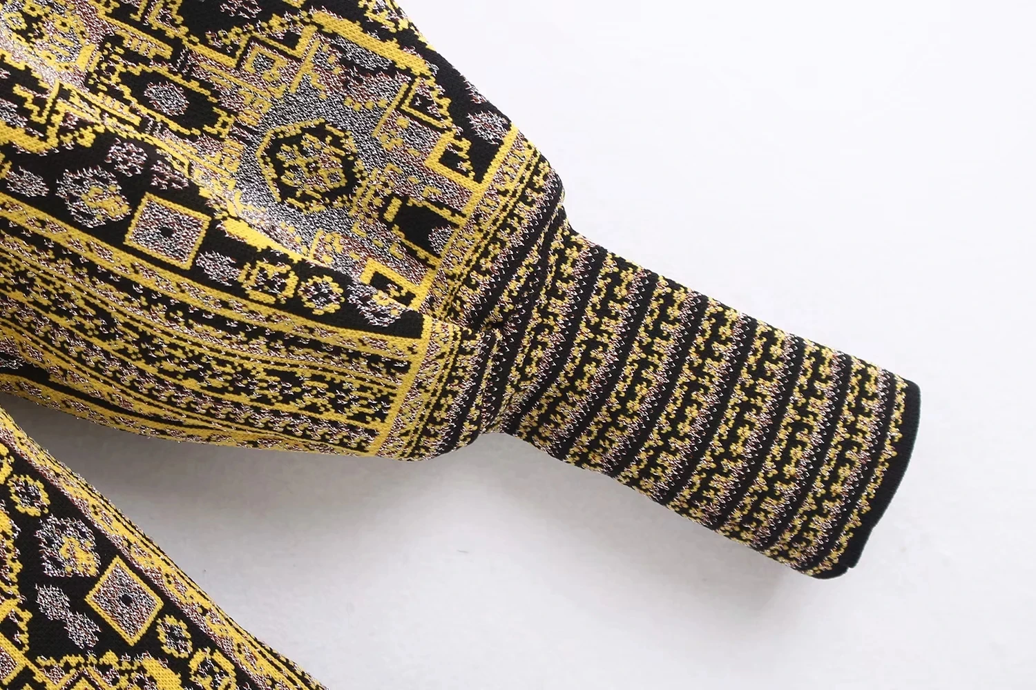 Женский Рождественский трикотаж платье с длинным рукавом желтое винтажное мини