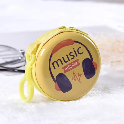 

Memory Card Organizer Round Shape Hard Boxes Tinplate Headphones Storage Box Earphone Earbuds Case Cute Musicl