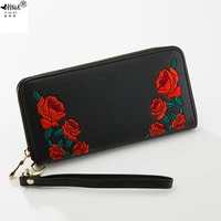 embroidery flower wallet purse bags bag women fashion vintage bohemian pu leather womens clutch wallets bag free shipping