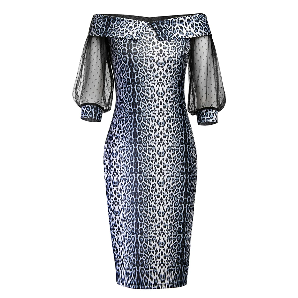 Sisjuly старинные платья женщины Bodycon элегантный черный OL дамы с плеча леопардовый принт сексуальная женская мода кружева ретро платье