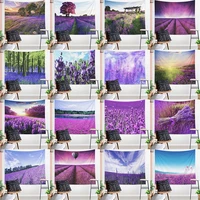 nice scenery wall hanging tapestry lavender plant decorative wall carpet home decor polyester rectangle hanging mat