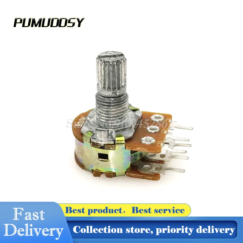

5PCS/LOT WH148 B10K 10K Linear Potentiometer 15mm Shaft With Nuts And Washers Hot 3Pin High Quality