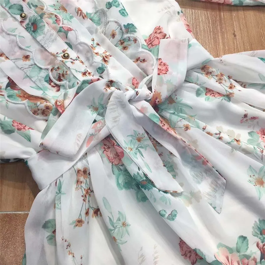 Женский комбинезон с длинным рукавом и цветочным принтом сексуальный шифоновый