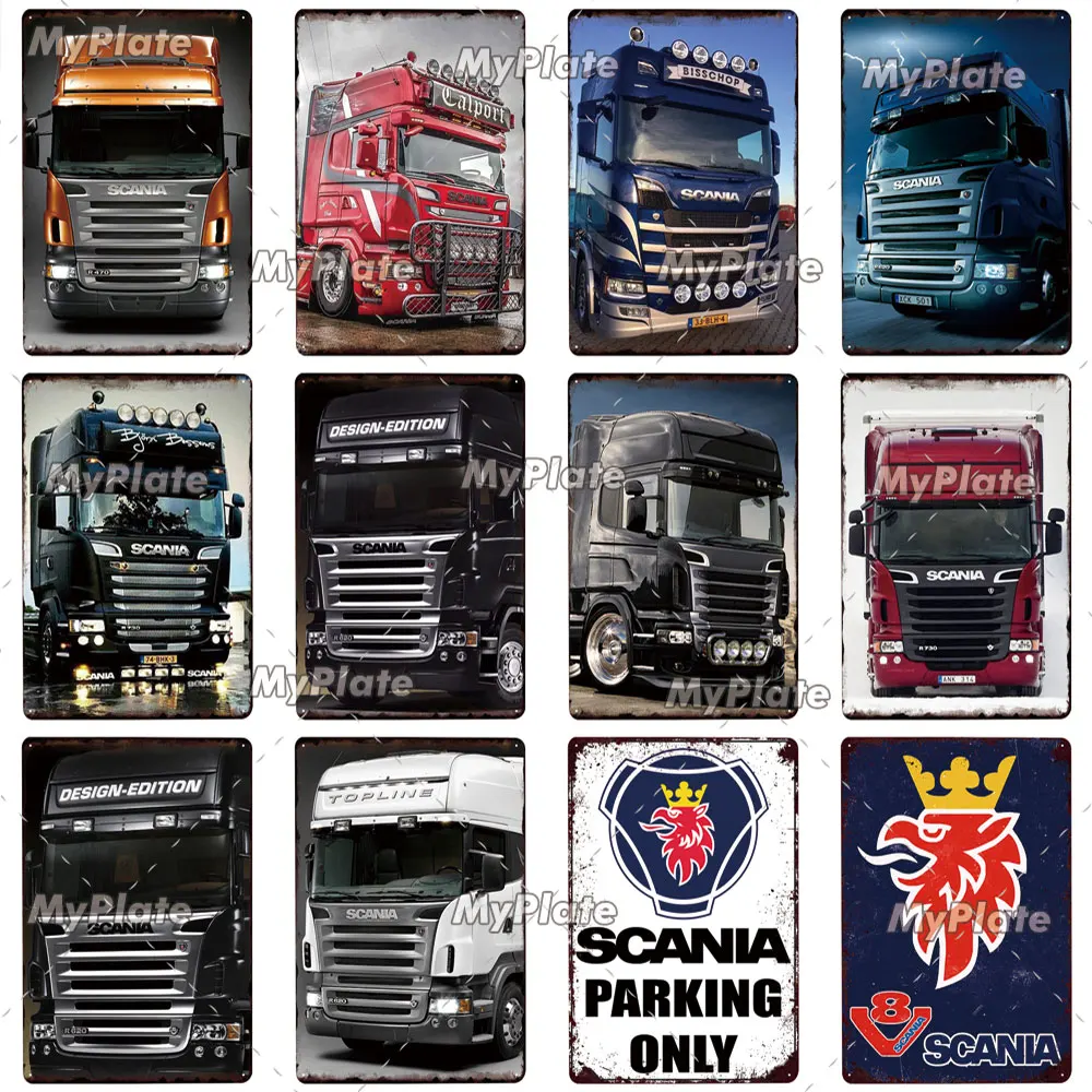 Металлическая табличка для грузовика винтажная SCANIA Жестяная Табличка Настенный