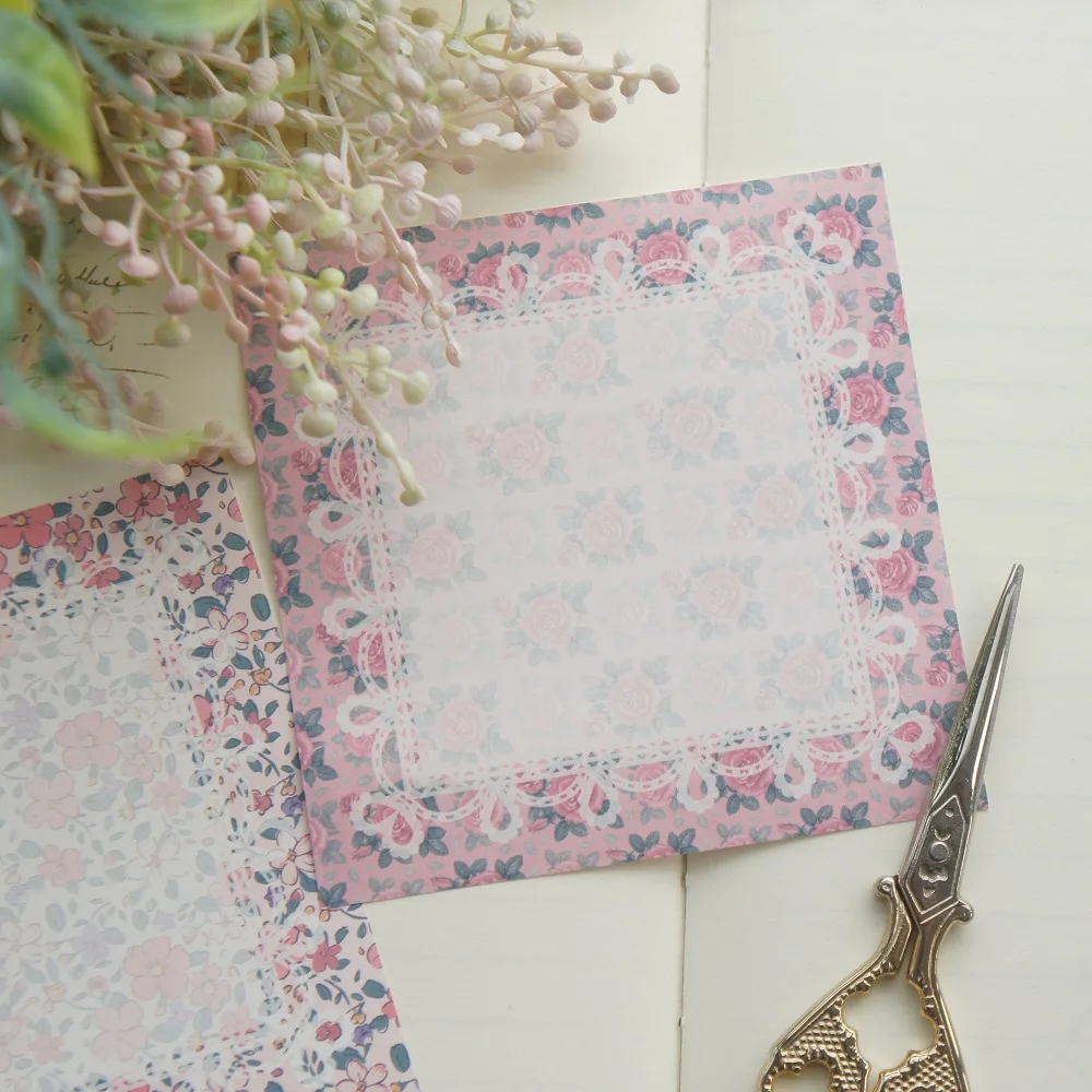 30 шт. квадратные кружева розовый фиолетовый цветок дизайнерская бумага