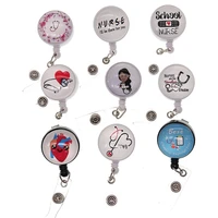 10pcslot wholesale free shipping glass printed image retractable medical nurse stethoscope lung heart badge reel