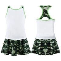 girls kids tennis skorts and top sportswear casual golf workout suit kids sport outfits sleeveless racer back sports clothes set