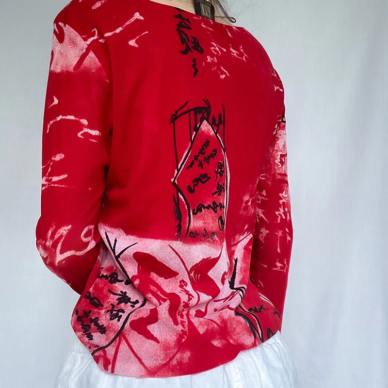 Женский укороченный топ в стиле Харадзюку с длинным рукавом | Женская одежда