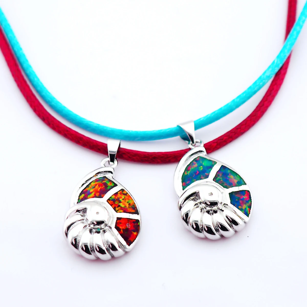 Модные украшения из серебра с покрытием, Бохемская женская вечеринка на день рождения, ожоговая опаловая кожаная веревка на цепочке-ожерелье с подвеской OP053.