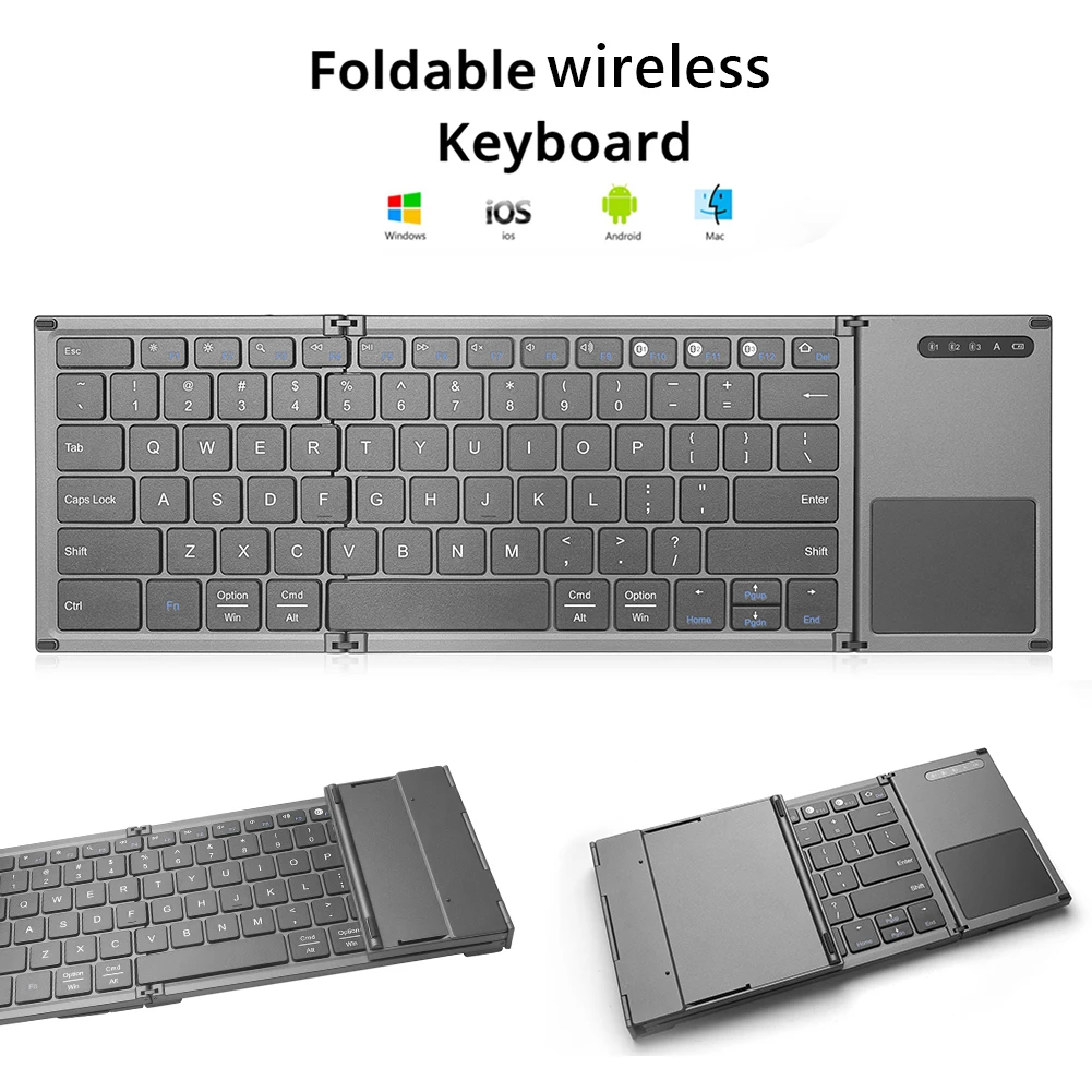 

Портативная Складная Bluetooth-клавиатура, беспроводная офисная мини-клавиатура Klavye с тачпадом для IOS/Android/Windows ipad Tablet