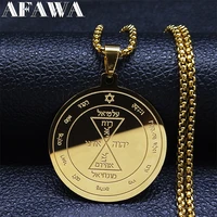 gold color seventh pentacle of the sun talisman for freedom key of solomon stainless steel necklace womenmen jewelry n2269s02