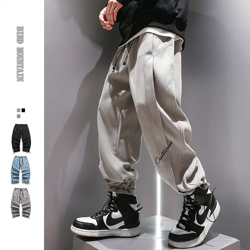 

2022 Korean Hip Hop Fashion Harem Casual Pants Men Spring Autumn Kpop Streetwear Embroidery Loose Jogging Harajuku Trousers