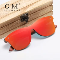 gm new brand wooden vintage sunglasses men polarized flat lens rimless square frame women sun glasses oculos gafas