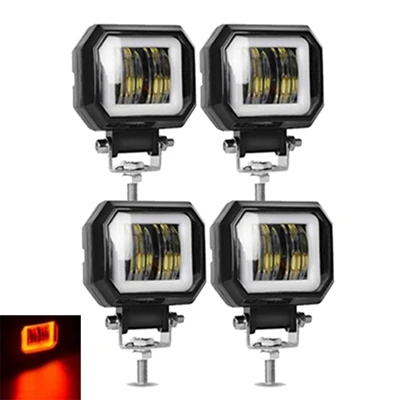 4pcs S Red halo YAIT 3 дюйма 12 В 24 в 6000 К водонепроницаемый круглый светодиодный светильник ангельские глазки бар внедорожный автомобиль лодка светодиодный светильник квадратный Halo Кольцо рабочий светильник - Цвет: 4pcs S Red halo