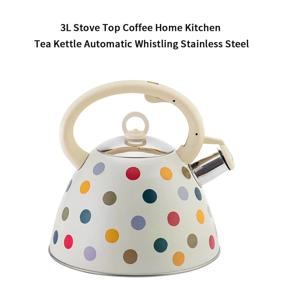 

3L Cookware Automatic Whistling Ergonomic Tools With Handle Wave Point Stove Top Tea Kettle Stainless Steel Large Capacity