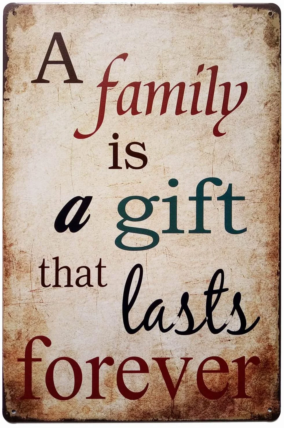 

ERLOOD A Family is a Gift That Lasts Forever Retro Funny Metal Vintage Tin Sign Wall Decor Poster for Home 12" X 8"