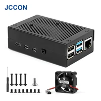 jccon case for rpi4 model aluminum alloy enclosure cover shell covers shells box for rpi 4 with cooling fan
