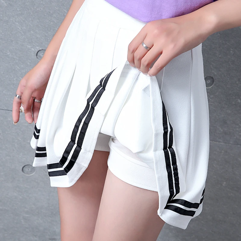 Girls 2019 Tennis Skirt Fashion Mini Pleated Dance Student Baseball Uniform Striped High Waist Sport | Спорт и развлечения
