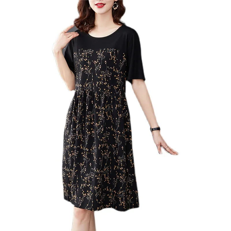 

COIGARSAM 4XL Plus Size Floral Print Women dress New Summer Loose Dresses 7762