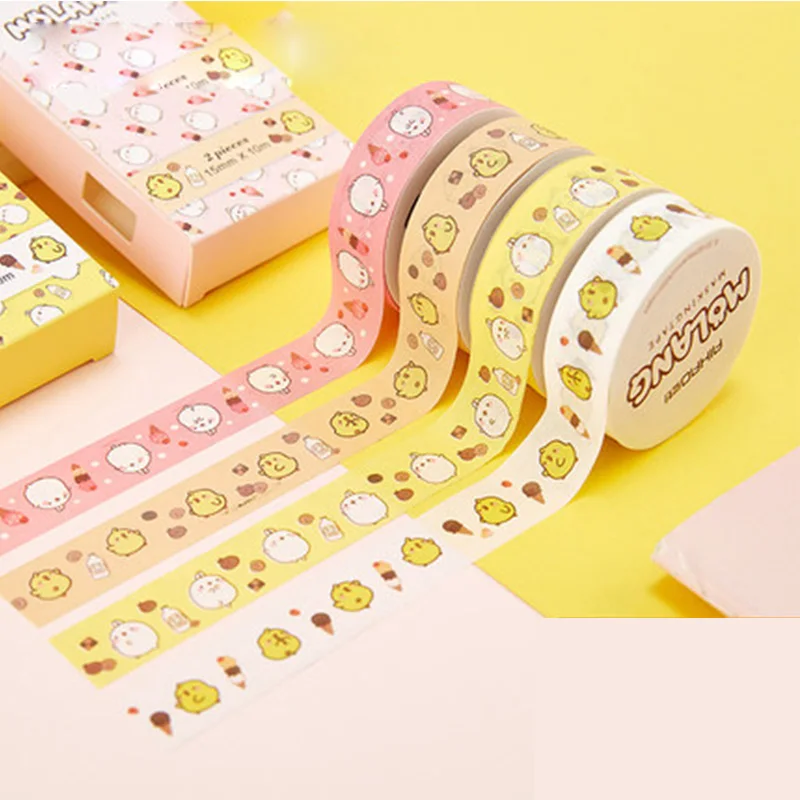 2 шт./упак. Molang кролик лента Washi милое украшение лента DIY Скрапбукинг Стикеры этикетки клейкой ленты школьные принадлежности