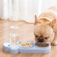 pet dog bowl automatic feeder 3 in 1 dog cat food bowl with water fountain double bowl drinking raised stand dish bowls for cats