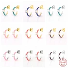 Aide 925 пробы серебряные женские серьги эмаль красочные круглые серьги слуховая косточка пирсинг серьги-гвоздики в виде колец, ювелирные изделия в качестве подарка