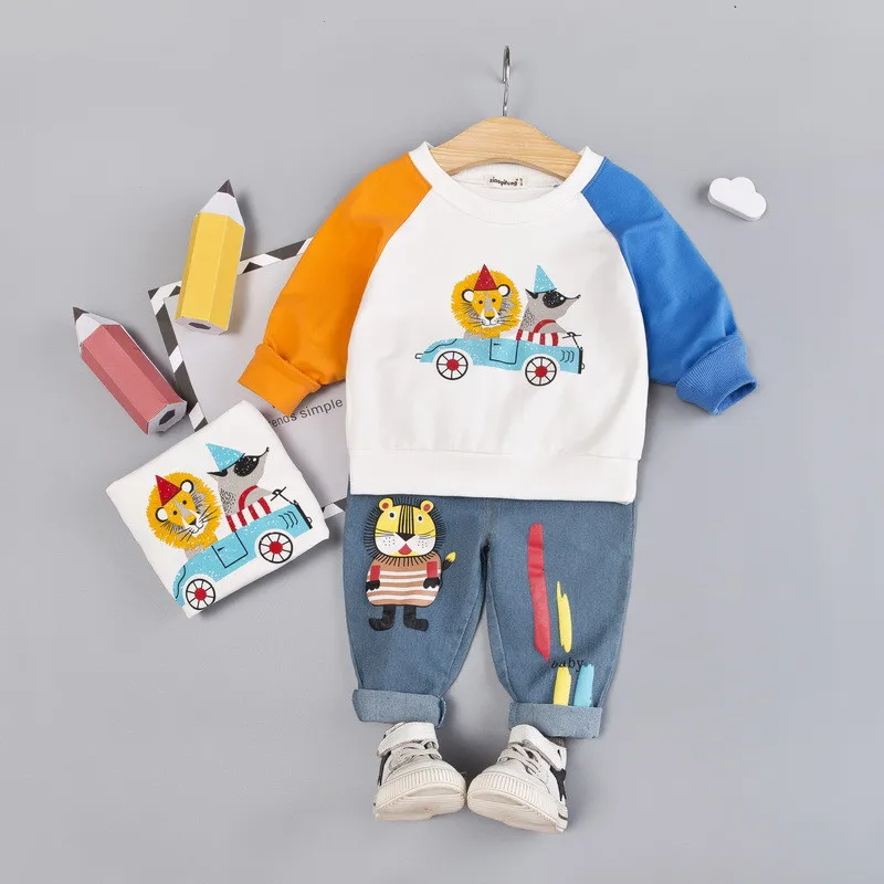 0-4 years High quality boy girl clothing set 2019 new autumn sport active solid kid suit children baby T-shirt+pant | Детская одежда и
