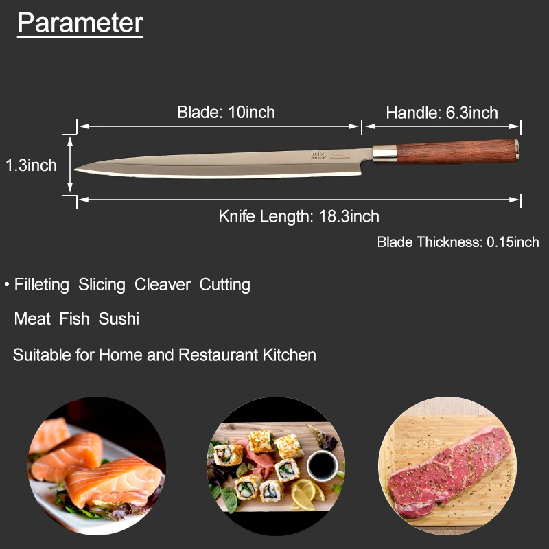 Профессиональный японский нож для суши сашими 11 дюймов левая рука немецкий рыбы