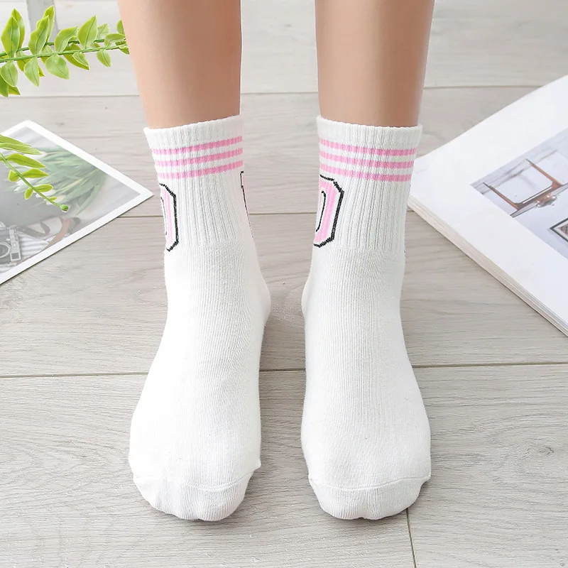 2 пары/Хлопковые дамские Чулки средней длины с тремя барами Осень/Зима чулки