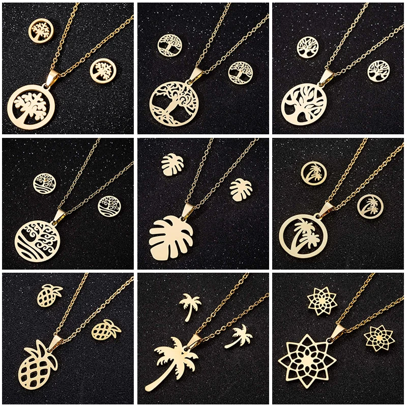 Hfarich винтажное ожерелье из нержавеющей стали с растениями женское длинное