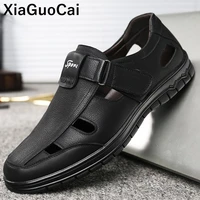 men genuine leather casual shoes hollow breathable male sandals new arrival comfortable non slip man footwear high quality