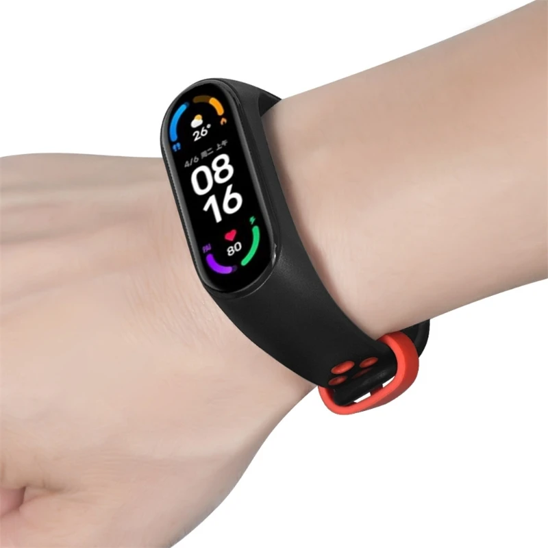 

Silicone Smart Wristband Ventilate Waterproof Metal Buckle Sport Replacement Accessories for Xiao-mi Mi Band 6/5
