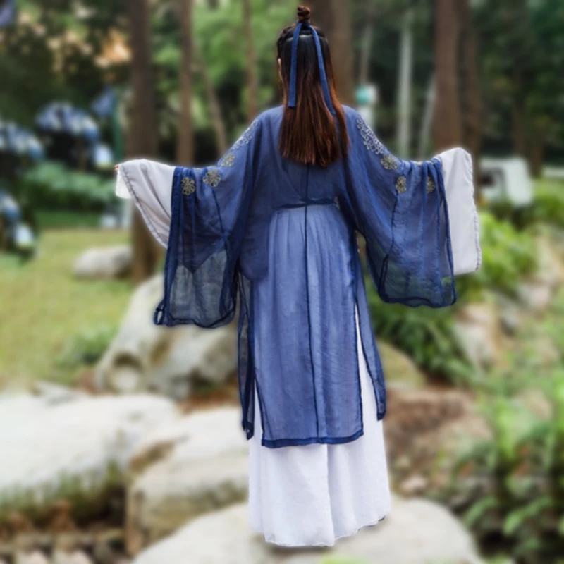 

Unisex Hanfu printing Big sleeve shirt robe Novelty clothing student modern hanfu women cardigan coat Four-piece suit